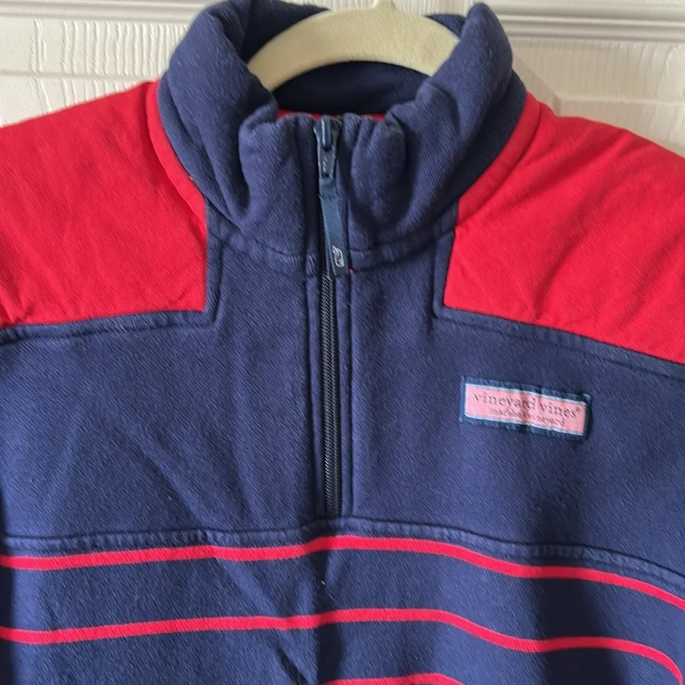 Vineyard Vines Shep Boys Navy/Red‎ Long Sleeve Pullover Sz L Back to School